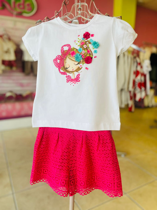 New! Fucsia Flower Girl Mayoral Set
