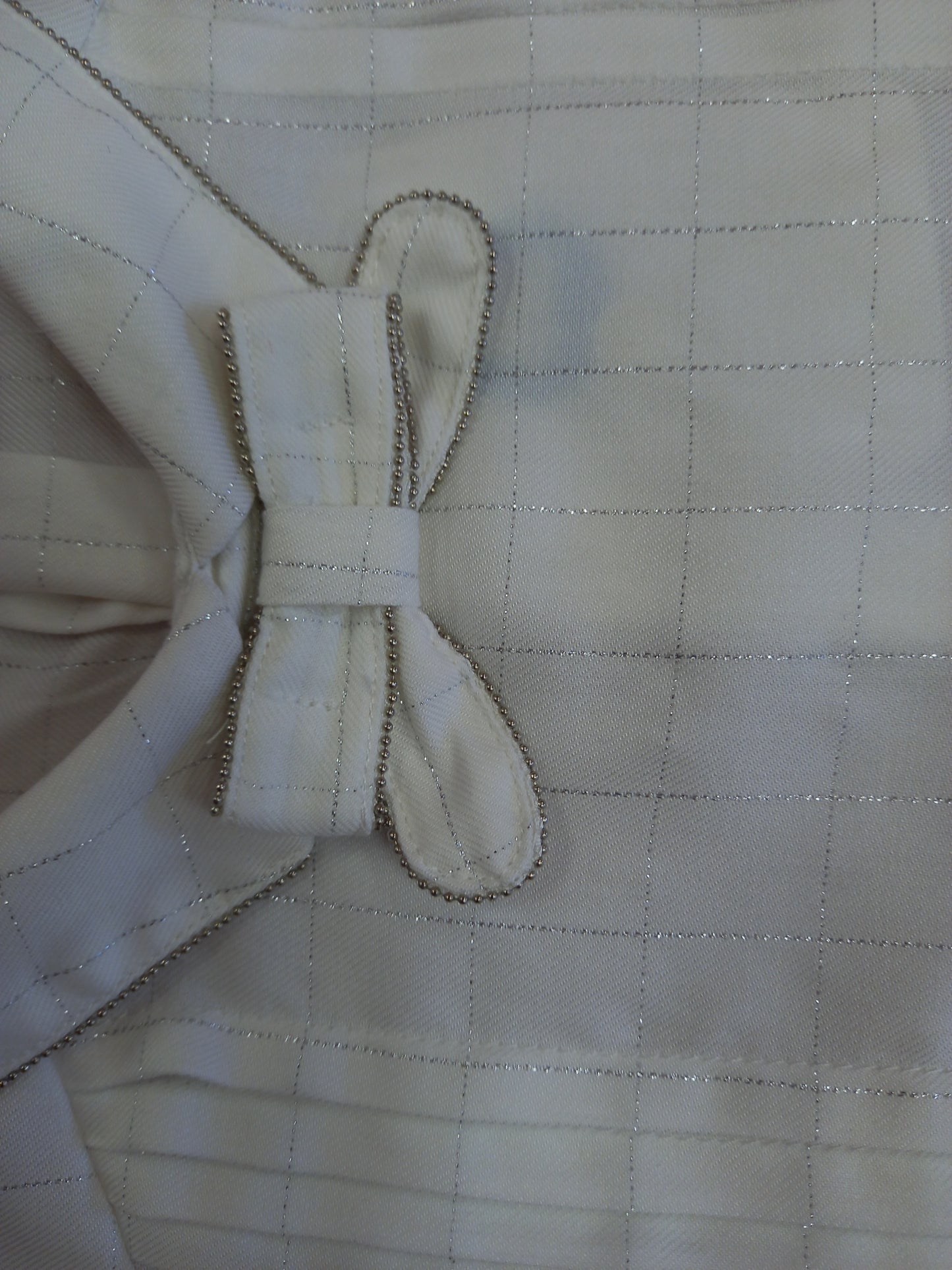 Gray set purse pants with white blouse