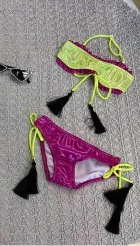 Yellow and pink swimsuit two pieces