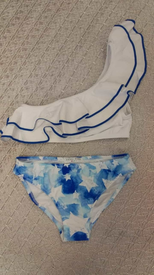 White and blue stars two pieces swimsuit