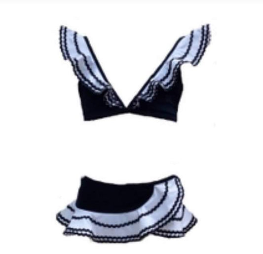 Black and white two pieces swimsuit