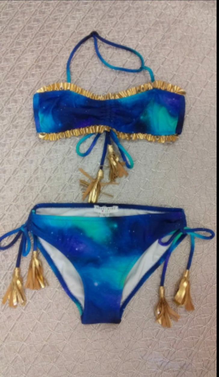 Blue two pieces swimsuit
